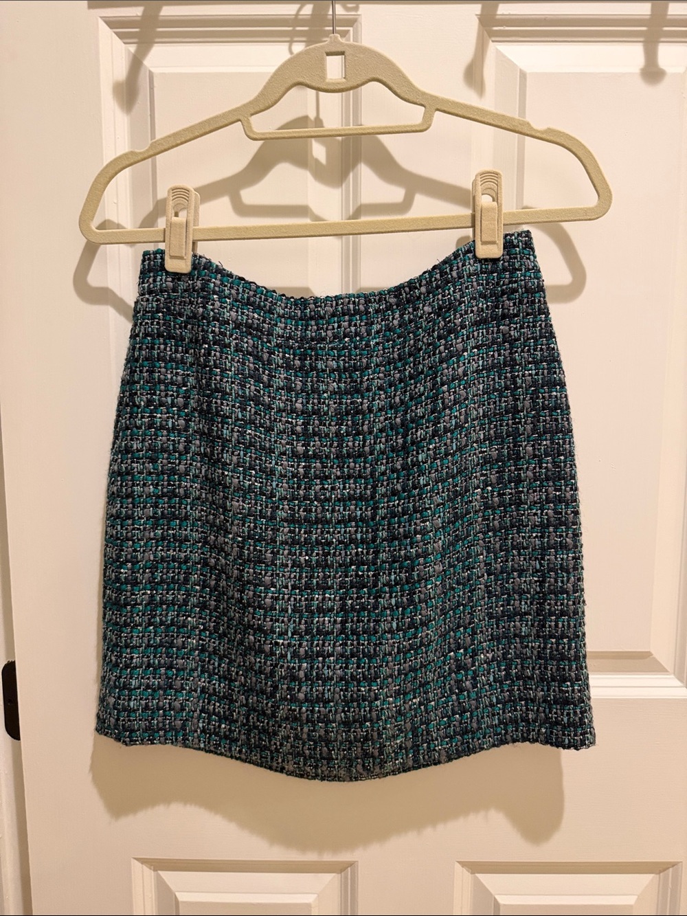 Jcrew Woven Teal and Black Tweed Mini Skirt